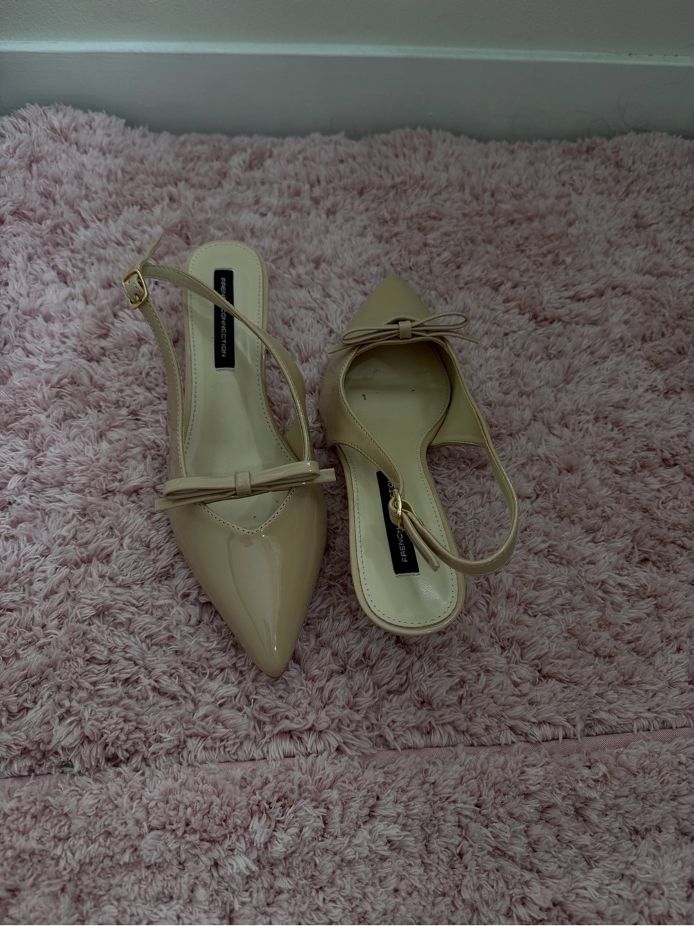 Target Beige Patent Pointed Slingback Flats with Bow
